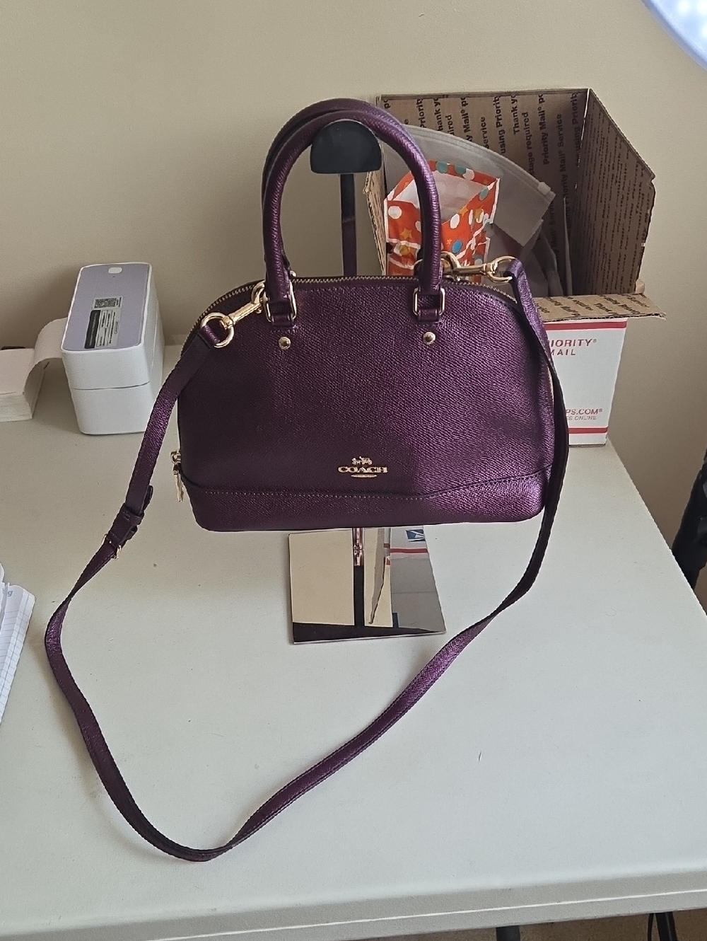 Coach Purple Dome Satchel with Gold Hardware